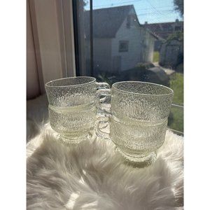 Heavy clear class textured bark Scandinavian style mugs - set of 4